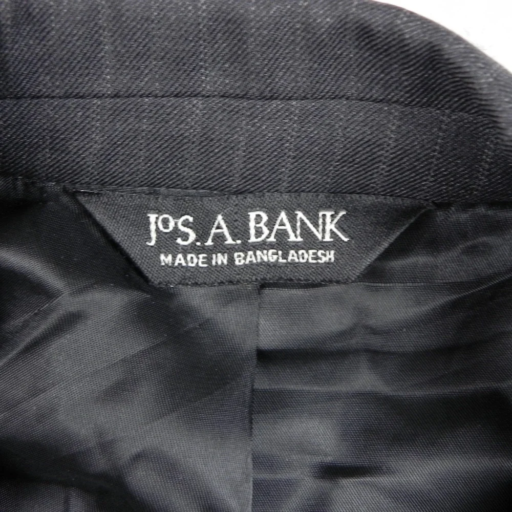 Jos A Bank Blazer Mens 44R Wool 2-Button Suit Jacket Coat Formal Gray Striped